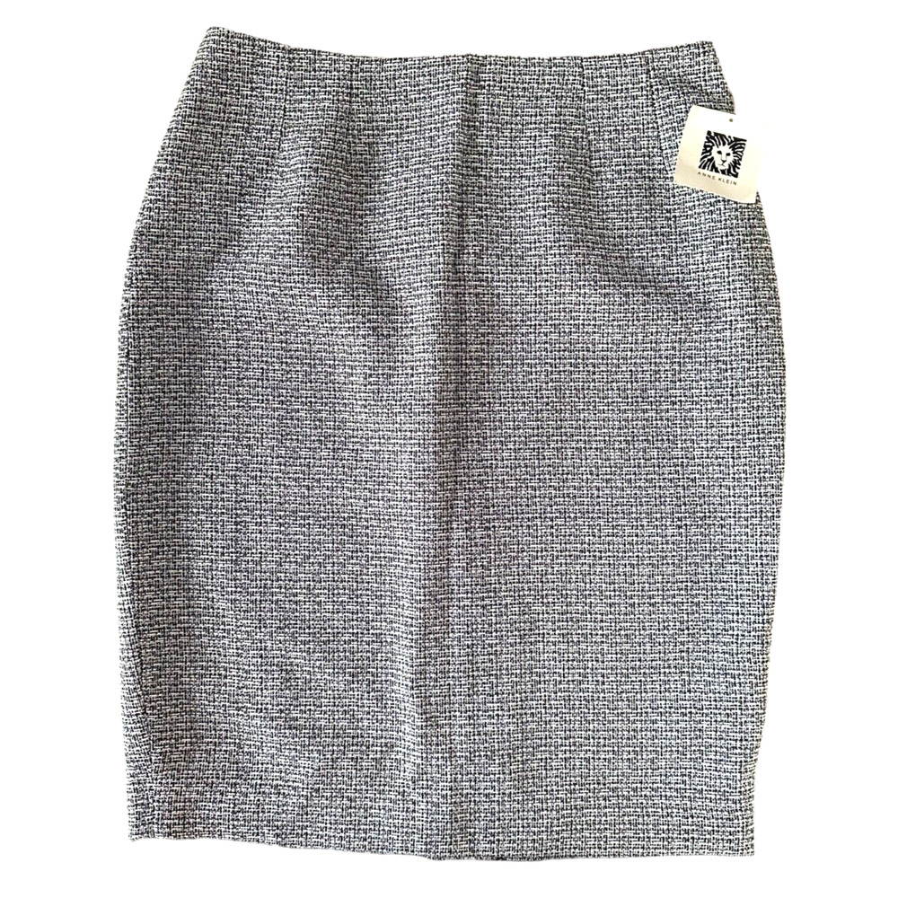 Anne Klein Women's Pencil Skirt Lined Tweed Back Zip Size 4 Black & White